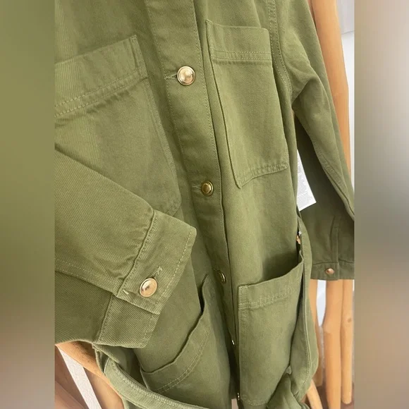 New MICHAEL KORS SMOKY OLIVE COTTON JACKET Size:M - Picture 8 of 10